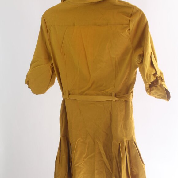 Women's Iris Bloom Gold Mini Button Down Dress Size Medium - Picture 6 of 8